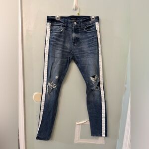 PacSun Blue Skinny Jeans with White Accents